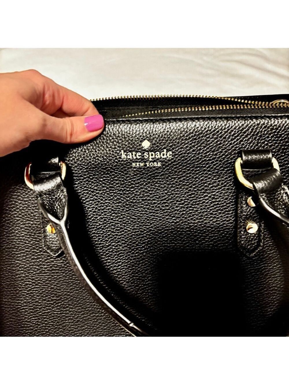 Kate Spade New York Mulberry Street Lise Black Leather Satchel Crossbody - Picture 14 of 15